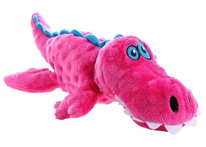 goDog Gators Squeaky Plush Dog Toy, Chew Guard Technology - Pink, Large
